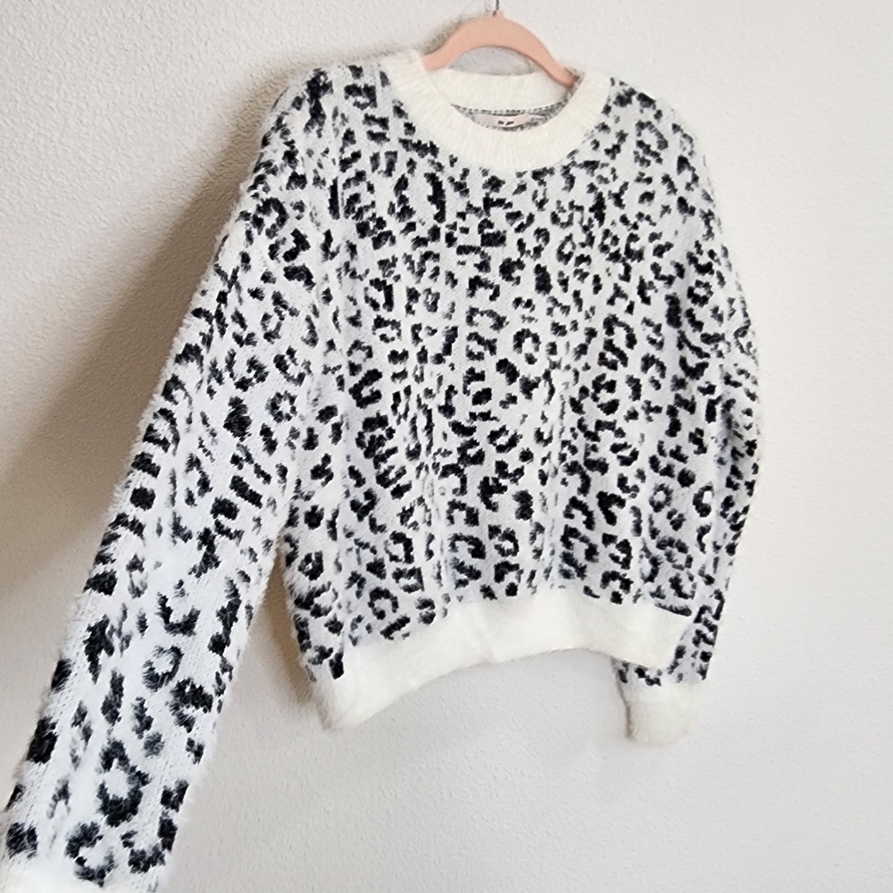 Miami Leopard Print Sweater - Black, white, comfy, soft